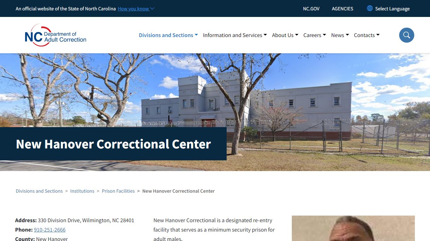 New Hanover Correctional Center | NC DAC